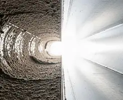 air duct cleaning services showing interior duct system inspection and cleaning in Long Beach, CA